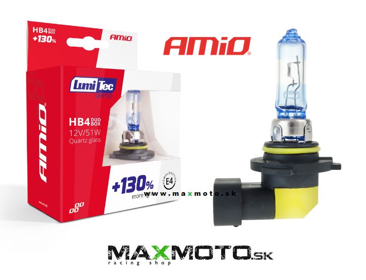 Sada halogénových žiaroviek AMIO LumiTec LIMITED +130% HB4 12V 51W DUO, 2ks