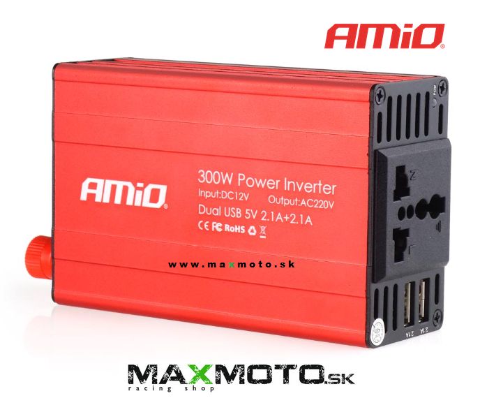 Menič napätia AMiO 12V/230V 300W/600W 2xUSB PI03