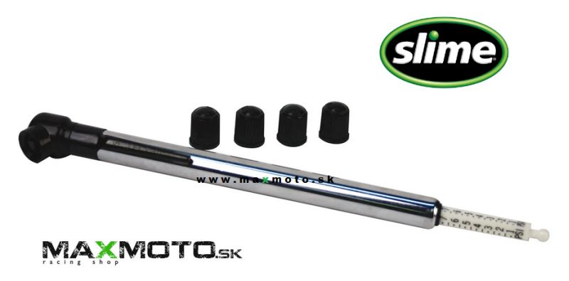 Tlakomer SLIME Tire Gauge na pneumatiky s nízkym tlakom (1-20PSI) s krytkami na ventily