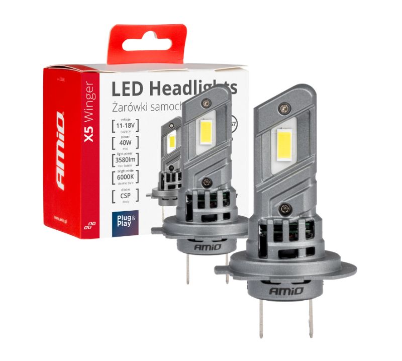 LED žiarovky hlavného svietenia X5 WINGER AMIO - H7, 6000K, 50W, 12V, 4200lm