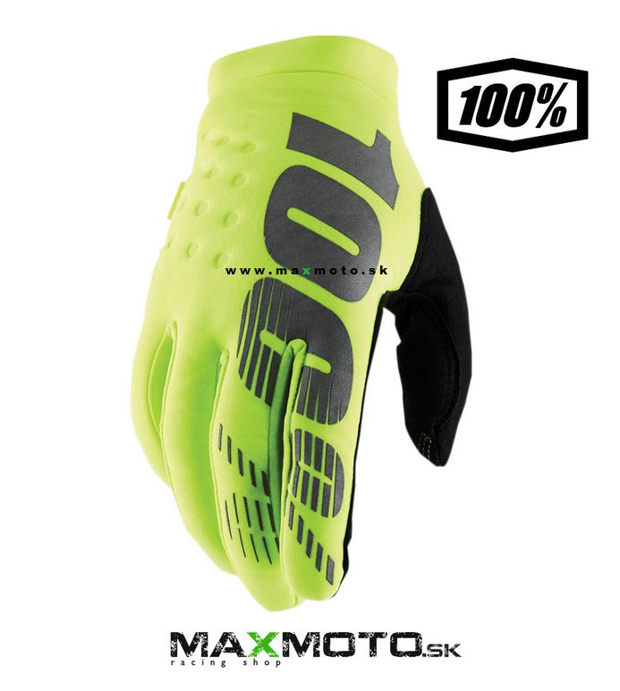 Rukavice 100% Brisker Neon Yellow