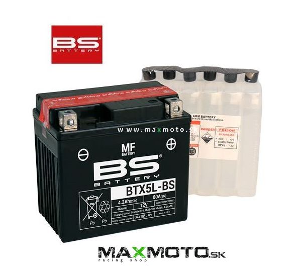 Batéria BS BTX5L-BS, 12V, 4Ah, 114x71x106mm