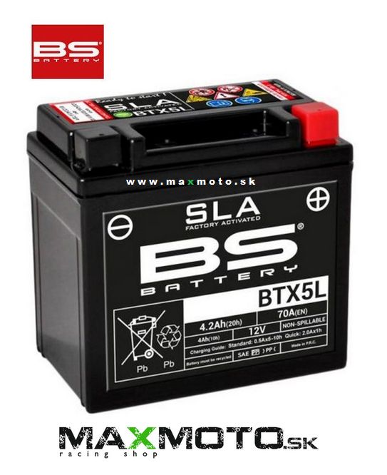 Batéria BT BTX5L/ YTX5L, 12V, 4Ah, 113x70x106