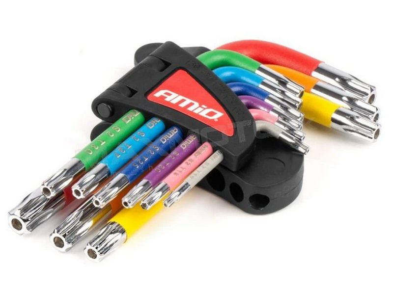 Imbusové kľúče TORX z S2 ocele, farebné, 9ks 