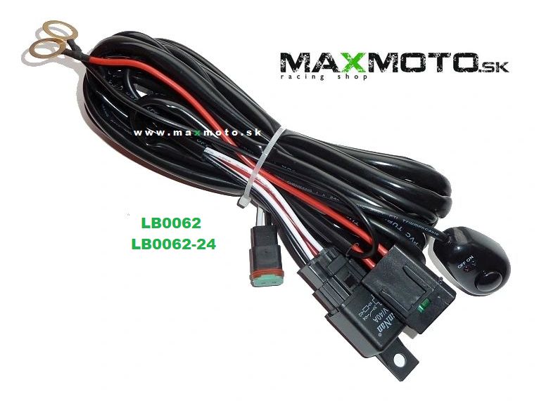 Káblovanie s vypínačom a relé k doplnkovým LED svetlám, 40A, 12V/ 24V