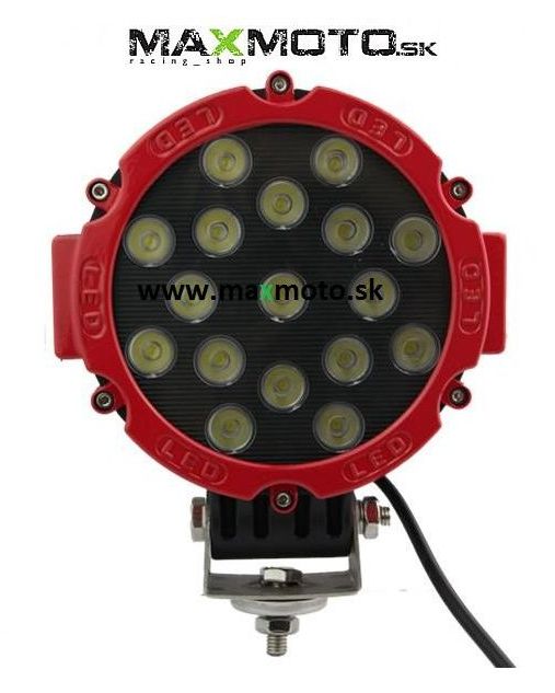 LED prídavné svetlo 17x3W okrúhle 160mm, červené/ čierne, 4620lm