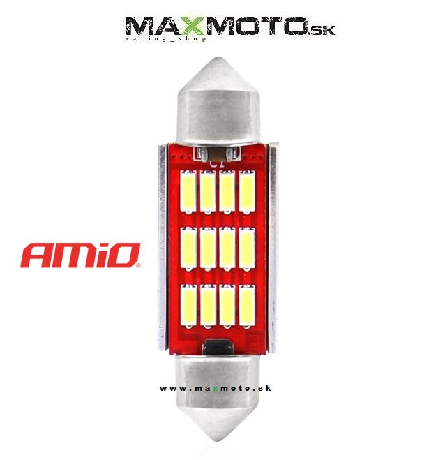 LED žiarovka CANBUS 12SMD 4014 Festoon C5W, 12V/24V, 36mm, biela