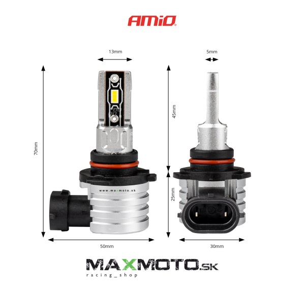 LED žiarovka hlavného svietenia AMIO, HB3, 9005, H-mini Series