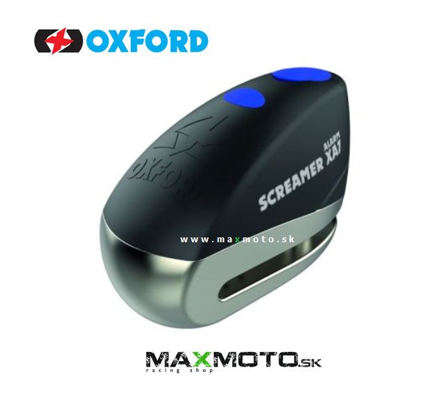 Motocyklový zámok OXFORD Screamer XA7 s alarmom 110dB, LK279, 7mm, čierno-strieborný/ matný čierny