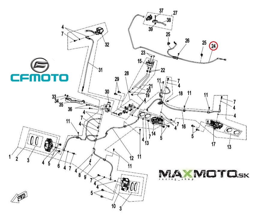 Lanko ručnej brzdy CF MOTO Gladiator X850/ X1000, 9AWA-083100