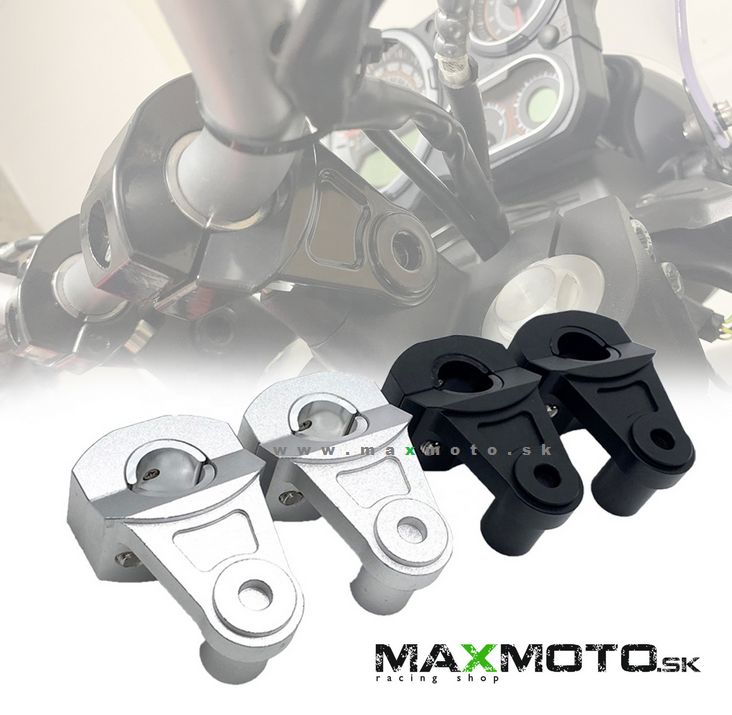 Zvýšenie riadidiel o 60 mm, adaptér na priemer 22/28mm, čierne/ strieborné