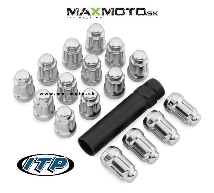 Matice disku M12×1,25 ITP chrómové LINHAI, SEGWAY - 16ks + kľúč