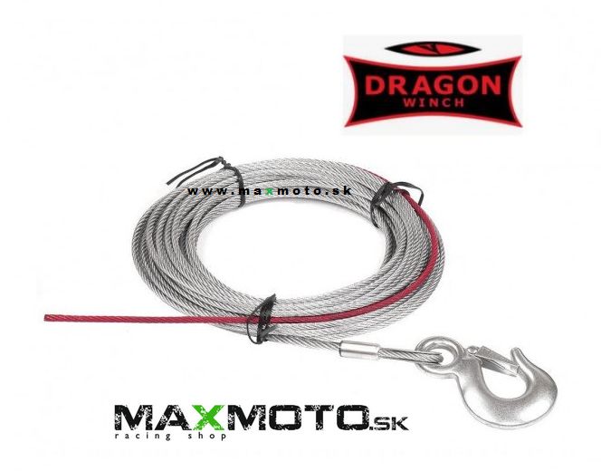 Oceľové lano s hákom k navijakom ATV, 10m, 4,5mm