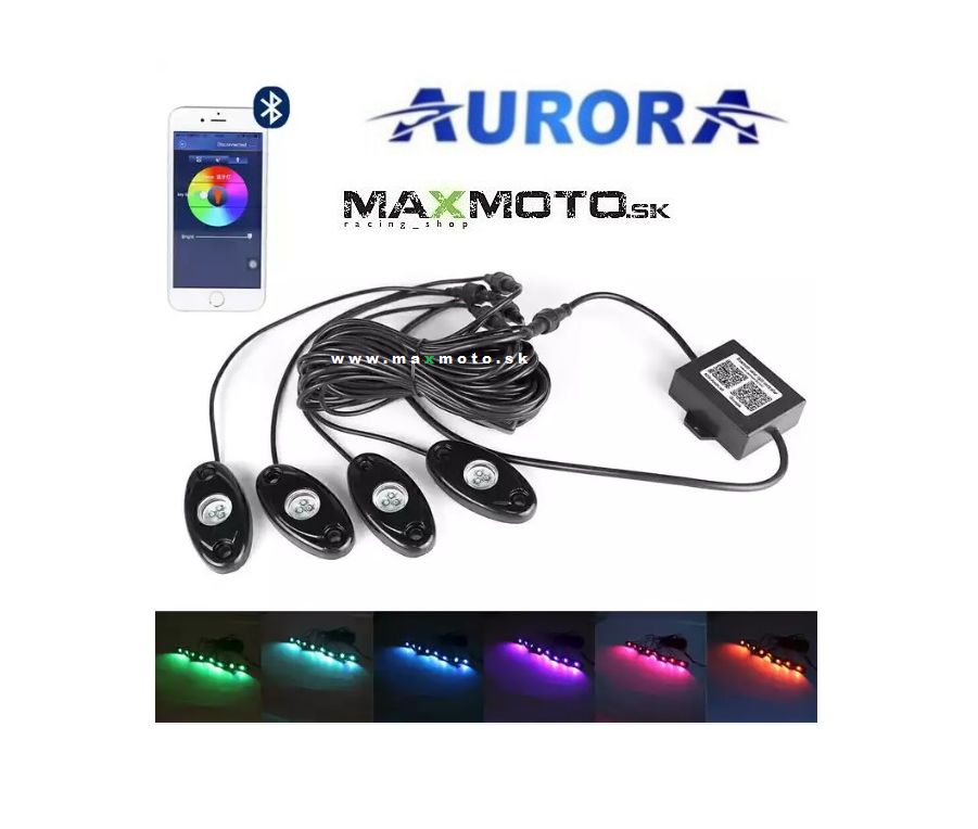 Osvetľovacia sada AURORA, RGB LED, viacfarebná, Bluetooth ovládanie, 4ks