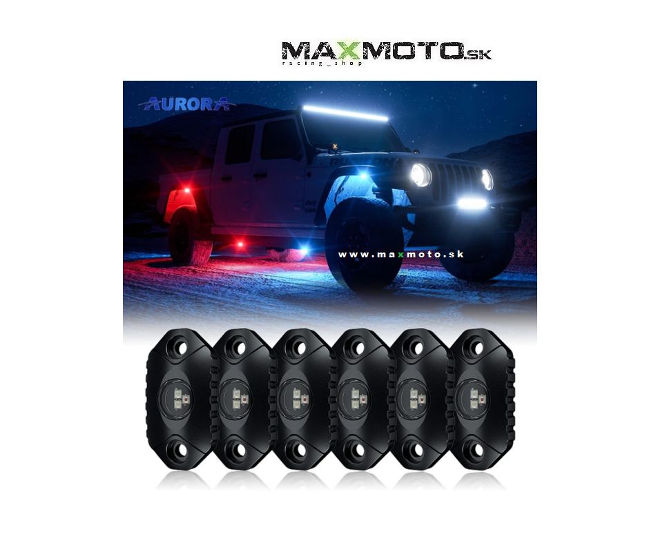 Osvetľovacia sada AURORA, RGB LED, viacfarebná, Bluetooth ovládanie, 6ks