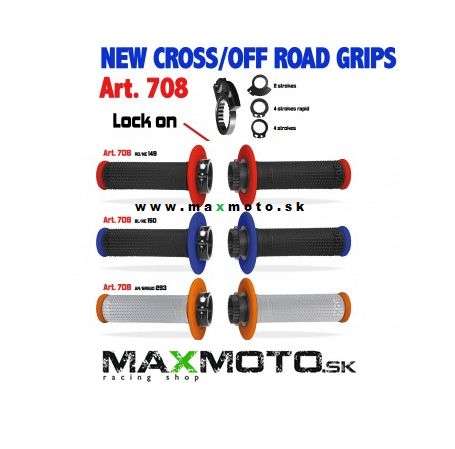 Gripy PROGRIP PG708 OFFROAD SCS LOCK ON + 5 adaptérov (22+25MM), dvojfarebné