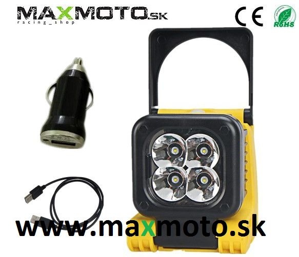 Prenosný LED svetlomet 4x3W, 6000Ah Lithium