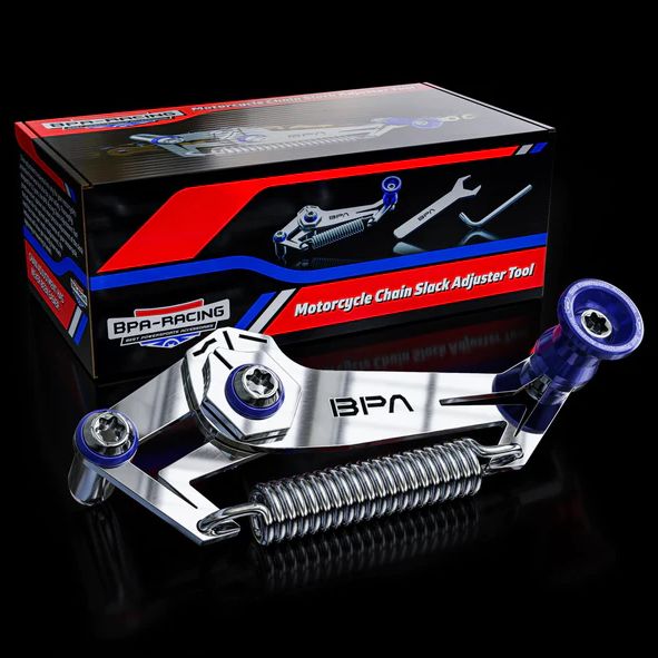 Prípravok na nastavenie vôle motocyklovej reťaze BPA-RACING, modrý