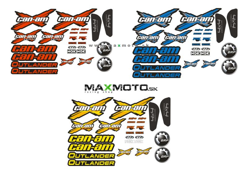 Nálepková sada CAN-AM Outlander, červená/ modrá/ žltá