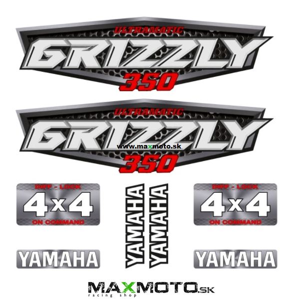 Nálepková sada YAMAHA Grizzly 350/ 400/ 450/ 660/ 700FI, strieborná
