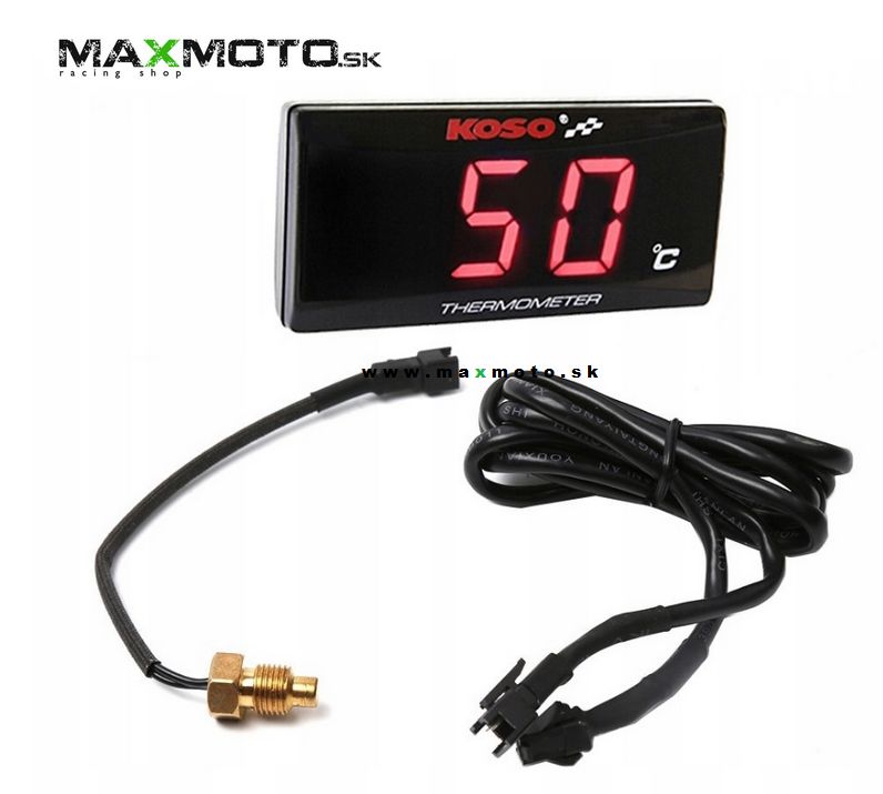 Snímač teploty motora KOSO Slim s displejom, červený