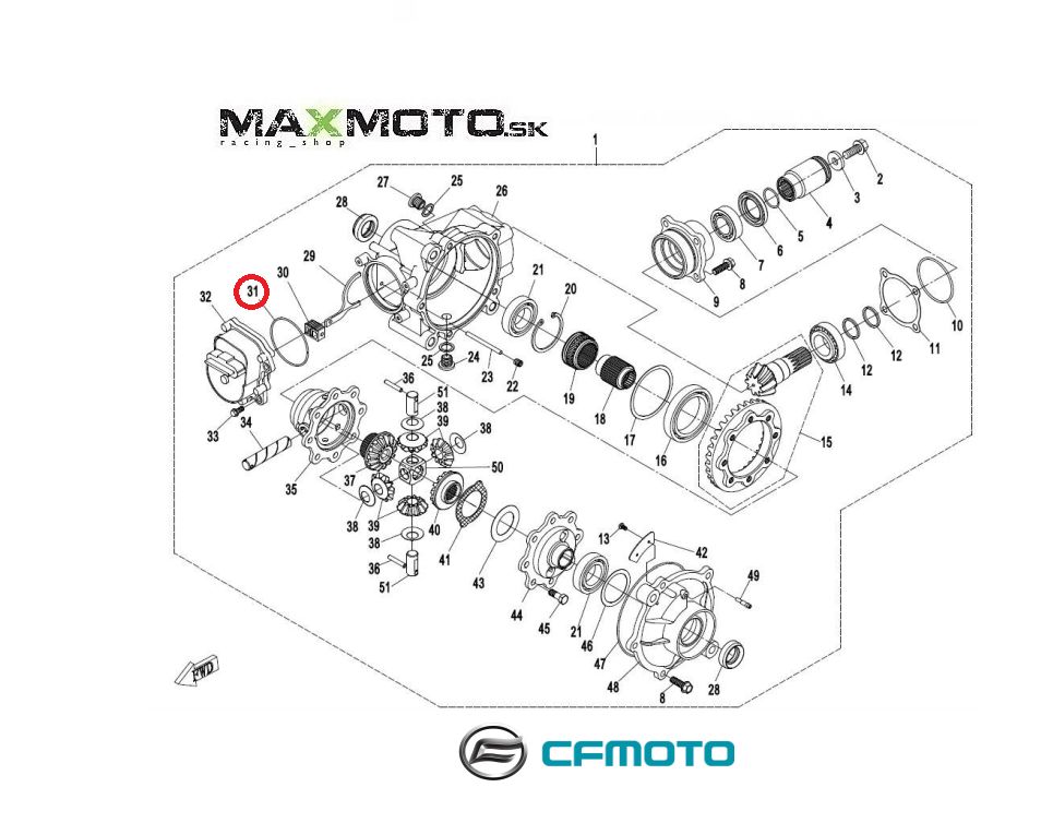 Tesnenie predného/ zadného diferenciálu CF MOTO Gladiator X450/ X520/ X550/ X600/ X625/ X850/ X1000/ UTV625/ UTV1000/ Z1000, Q830-310012-10000