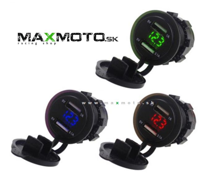 USB zásuvka s displejom nabíjania, vodeodolná