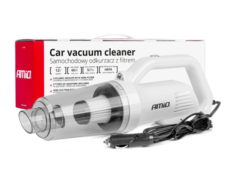 Vysávač do auta AMIO 12V 60W HEPA 5kPA, 03691