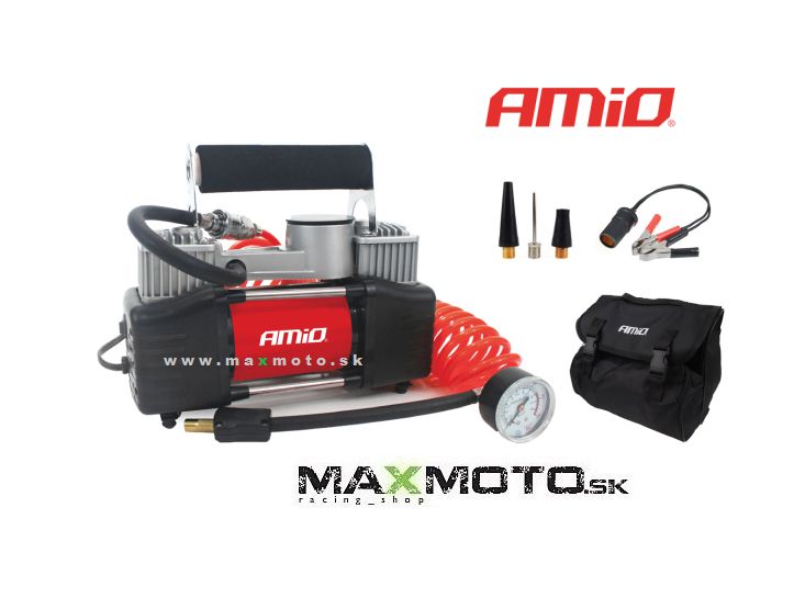 Vzduchový kompresor do auta AMIO ACOMP-04, 12V HQ, kovový, dvojpiestový
