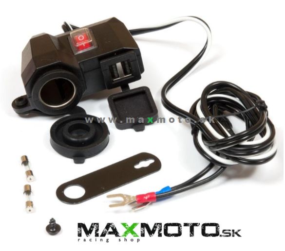 Zásuvka zapaľovača BIKETEC, 2xUSB výstup, 12-24V