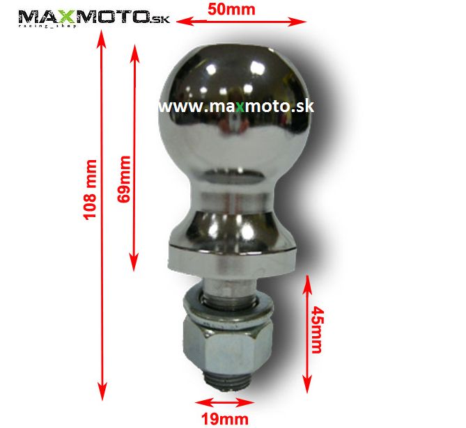 Ťažná guľa / zariadenie pre štvorkolky MMG, úchyt 19mm, guľa 50m