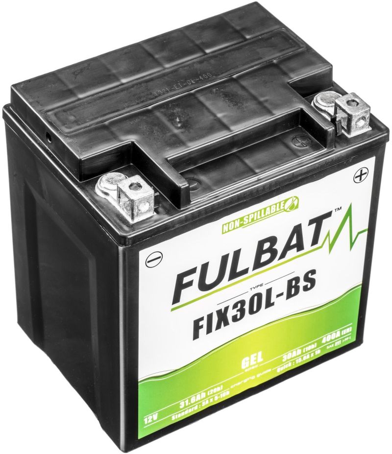 Batéria gélová FULBAT FIX30L-BS (YTX30L-BS), 12V/30Ah, 400A, VRLA AGM, 165x125x175mm, bezúdržbová