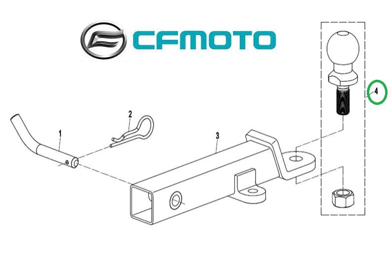 Ťažná guľa / zariadenie pre štvorkolky CF MOTO X450, X520, X625, X1000, 5BW1-401310-10000