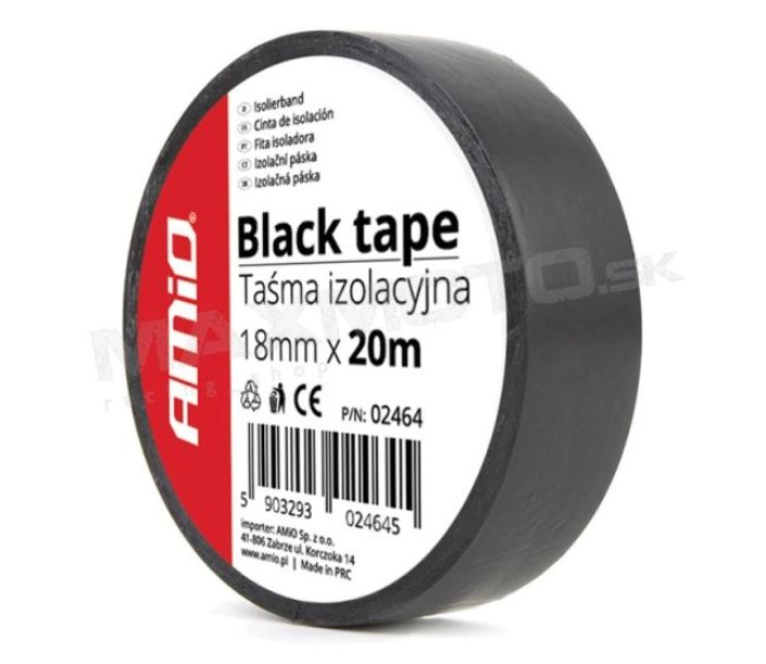 Izolačná páska AMIO, čierna - 18mm x 20m