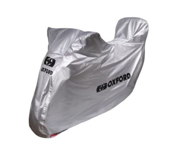 Krycia plachta na motocykle s kufrom OXFORD Rain Cover - strieborná