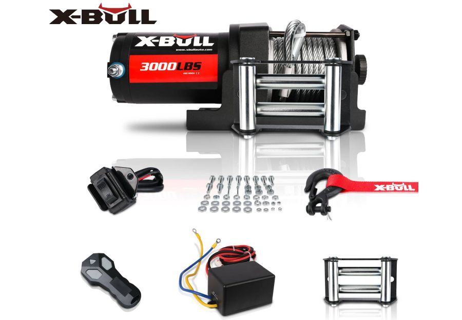 Elektrický navijak X-BULL HRW3000A oceľové lano, 12V pre štvorkolky, 1360kg
