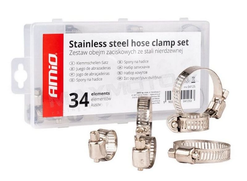 Sada skrutkových svoriek AMIO z nehrdzavejúcej ocele, 34ks 