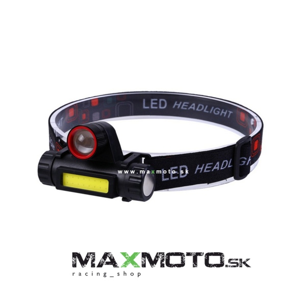 Čelová led lampa, 1 x XPE 100LM, 1 x COB 180LM